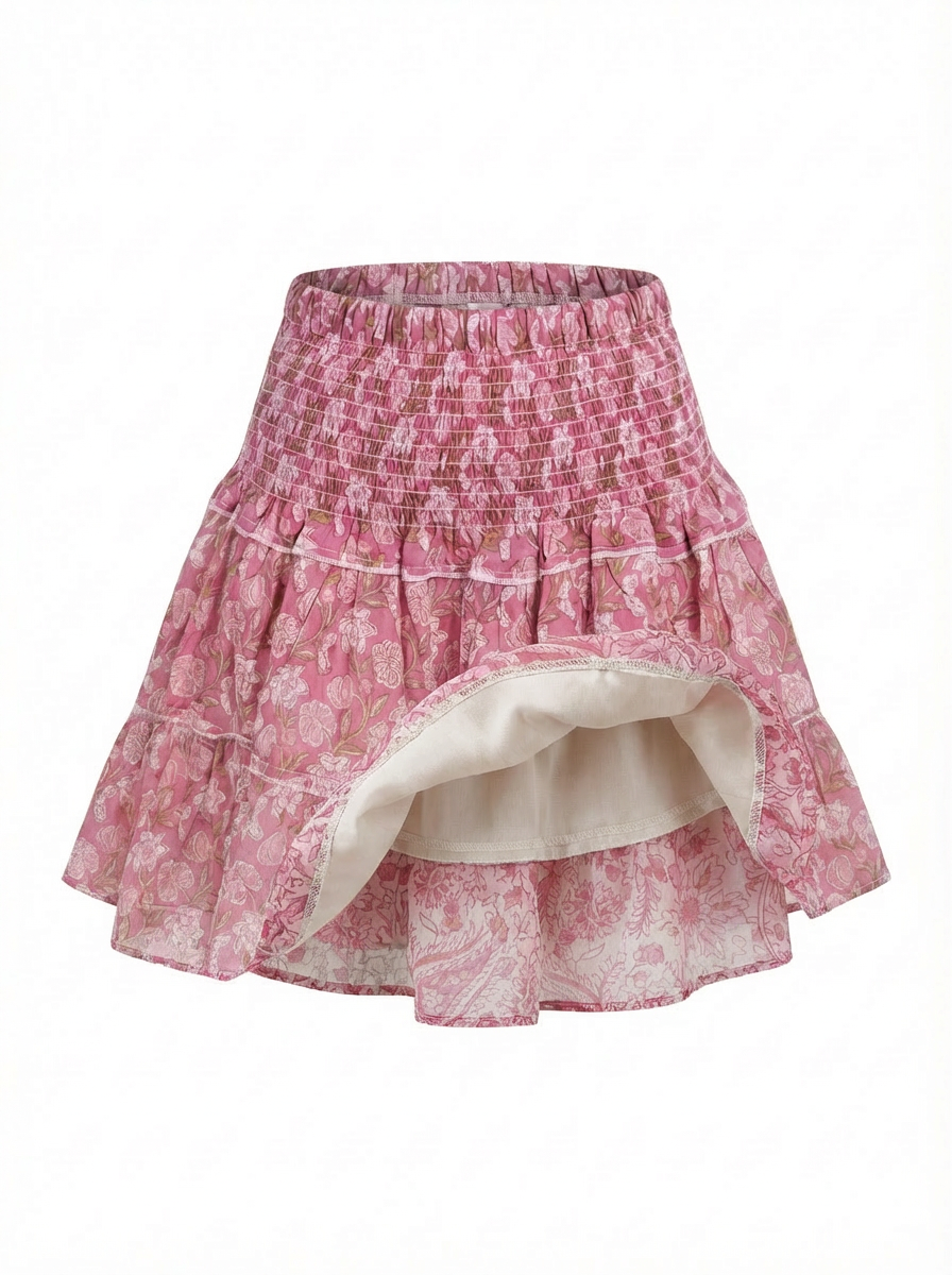 Jupe poupette rose bouquet