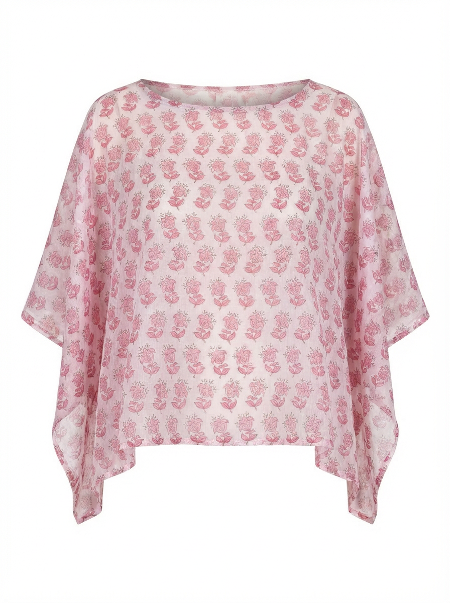 Poncho Papillon rose pétale