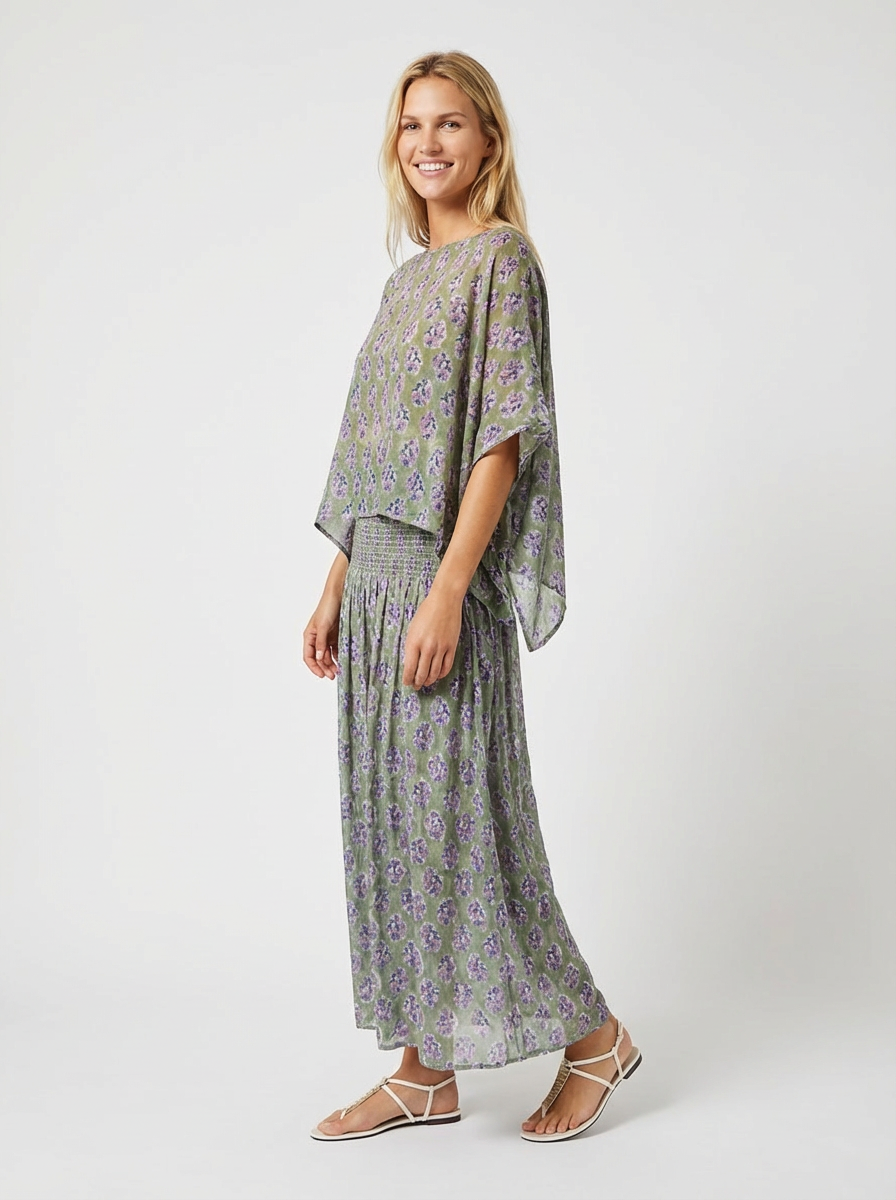 Poncho Papillon vert lila