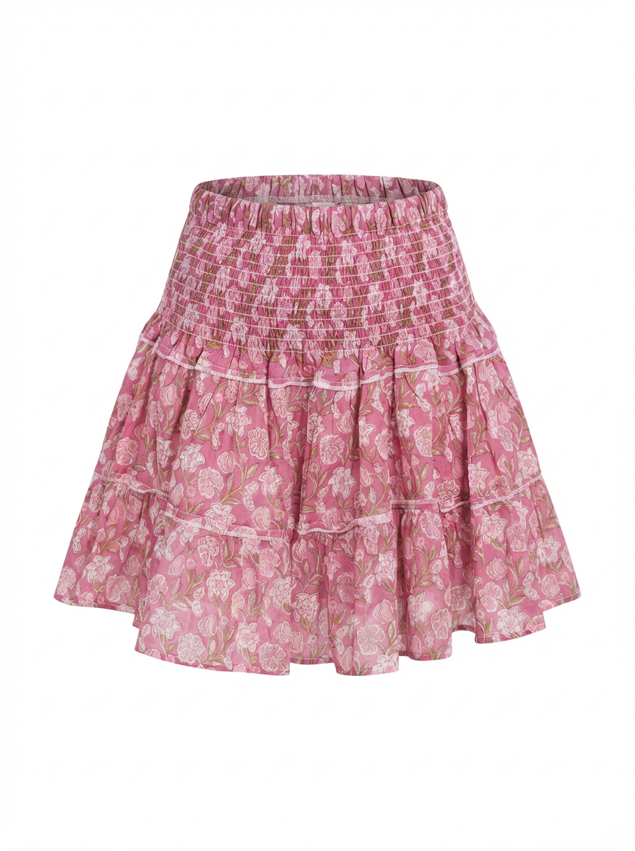 Jupe poupette rose bouquet