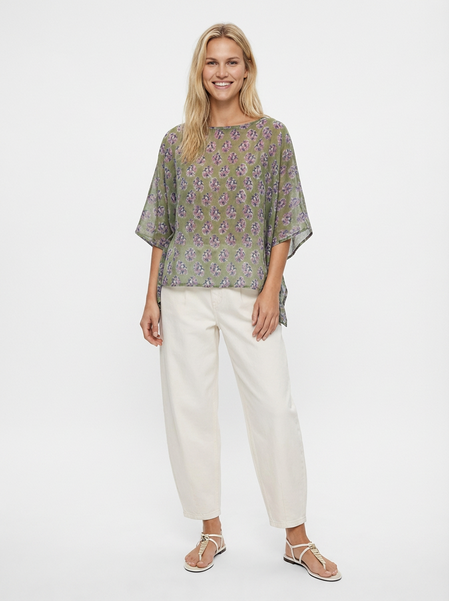 Poncho Papillon vert lila