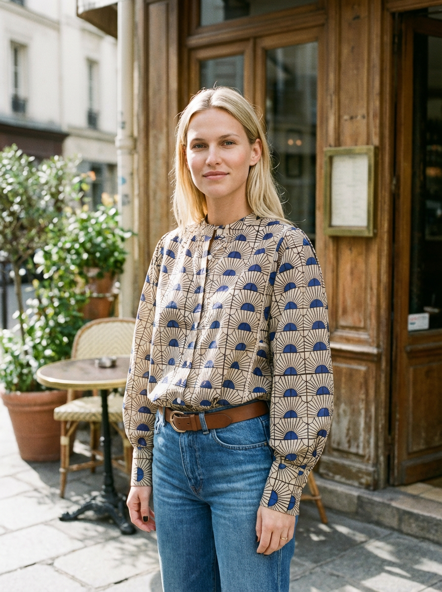 Blouse Iconique soleil levant bleu
