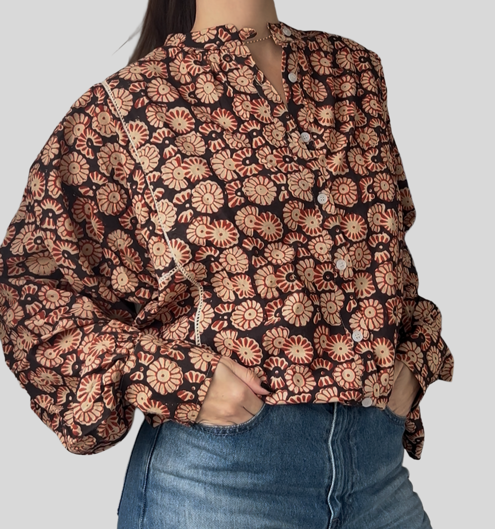 Blouse Iconique fleur bordeaux