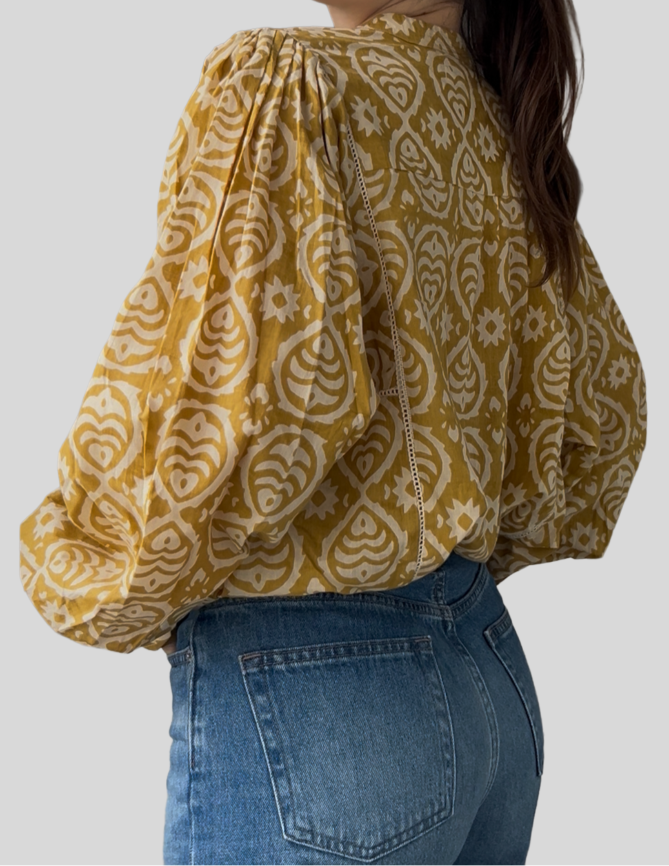 Blouse Iconique moutarde poisson écru