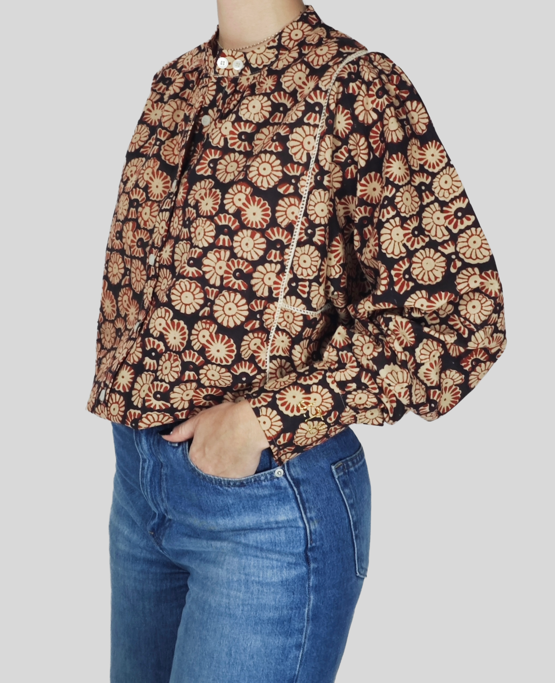 Blouse Iconique fleur bordeaux