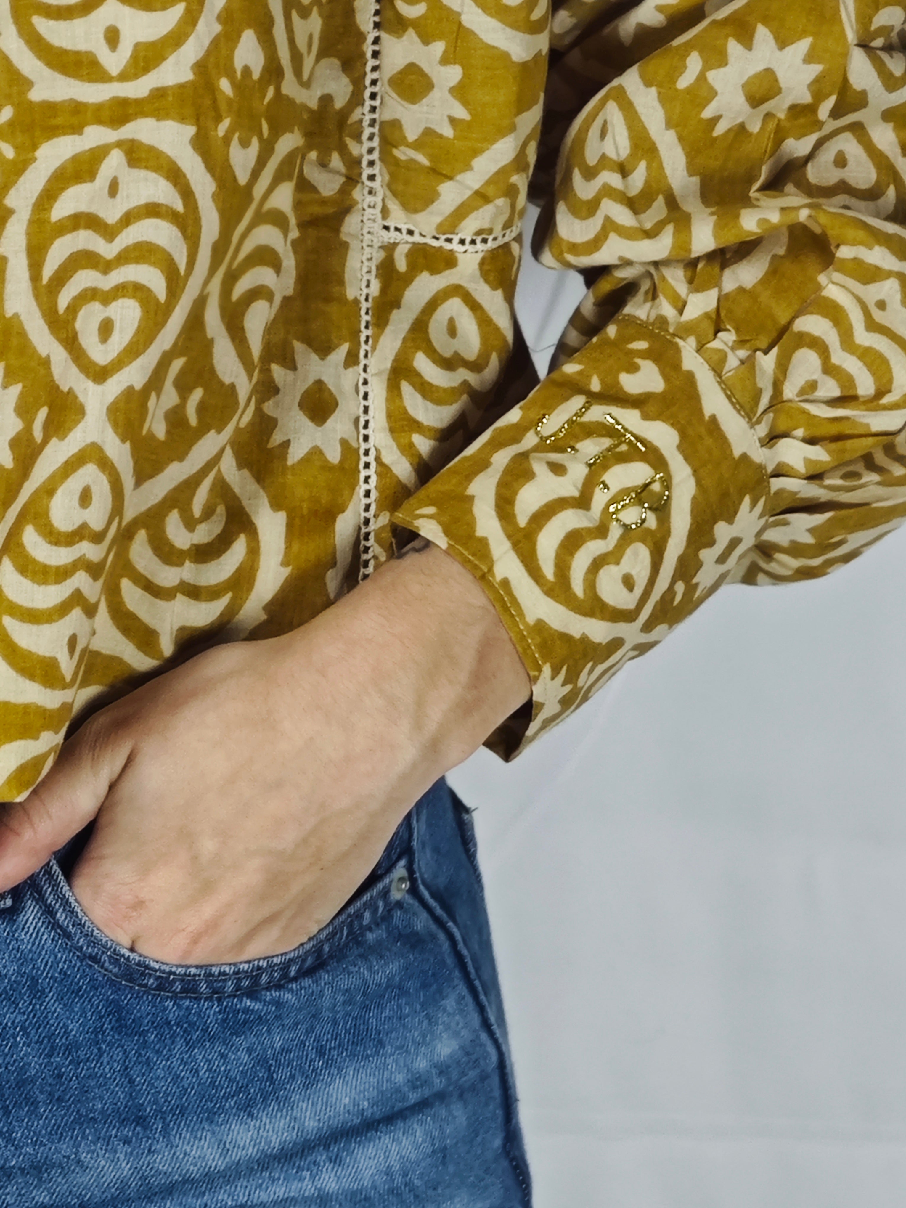 Blouse Iconique moutarde poisson écru