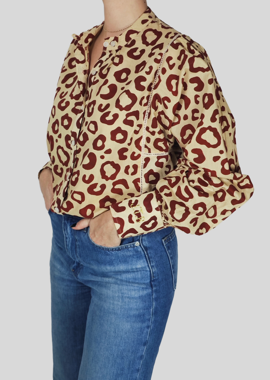 Blouse Iconique écru léopard bordeaux