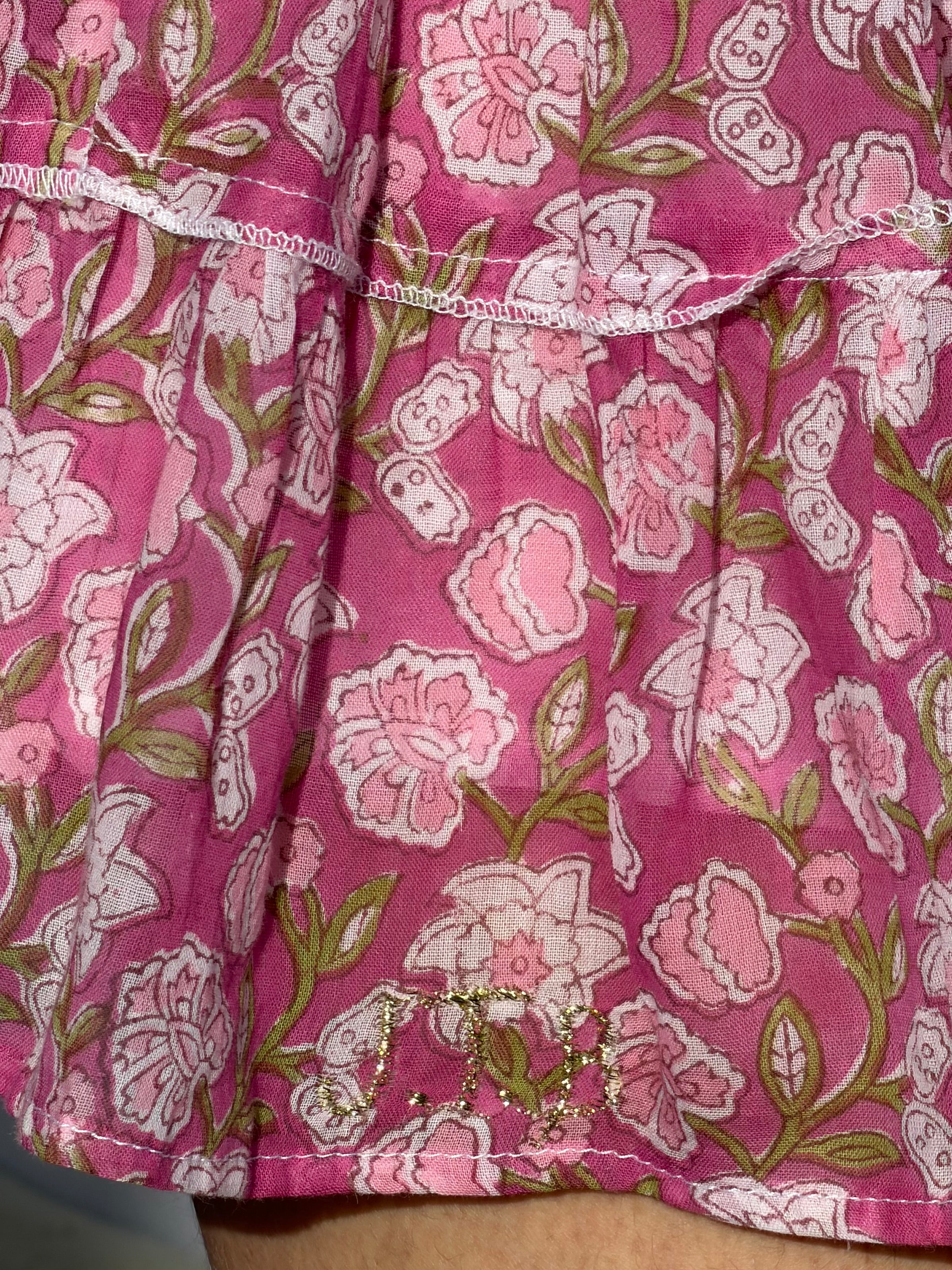 Jupe poupette rose bouquet