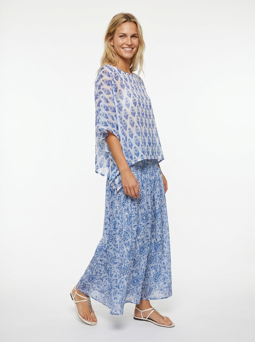 Poncho Papillon bleu riviera