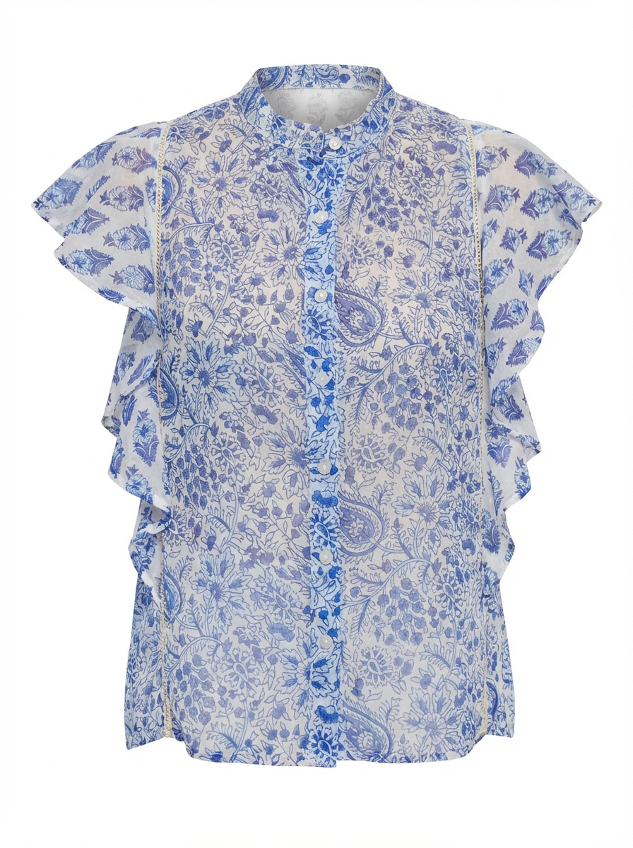 Blouse Butterfly bleu riviera