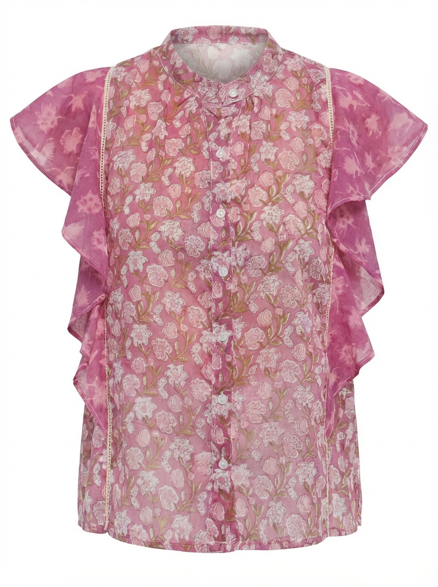 Blouse Butterfly rose bouquet