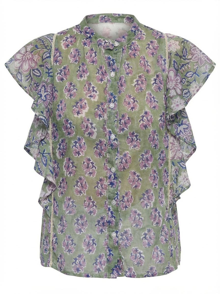 Blouse Butterfly vert lila