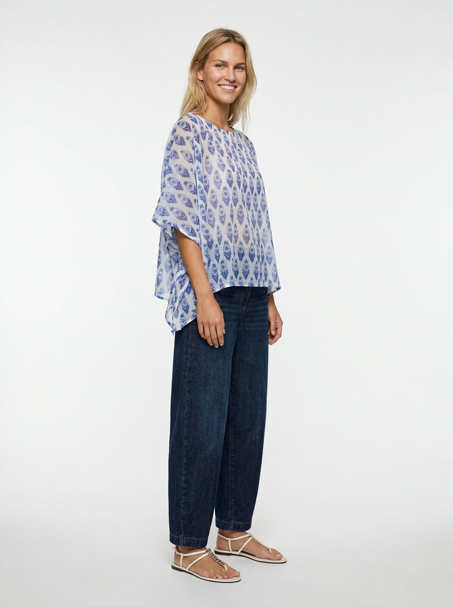 Poncho Papillon bleu riviera