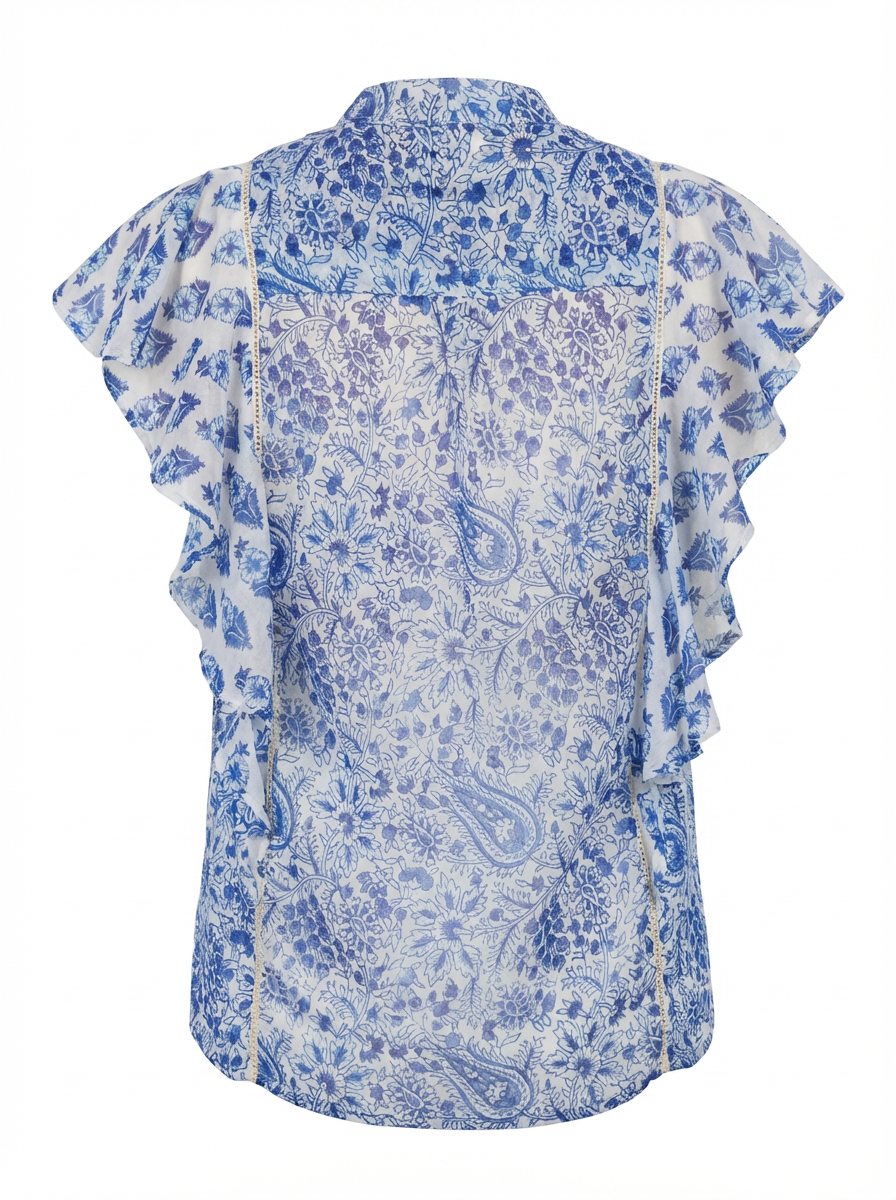 Blouse Butterfly bleu riviera