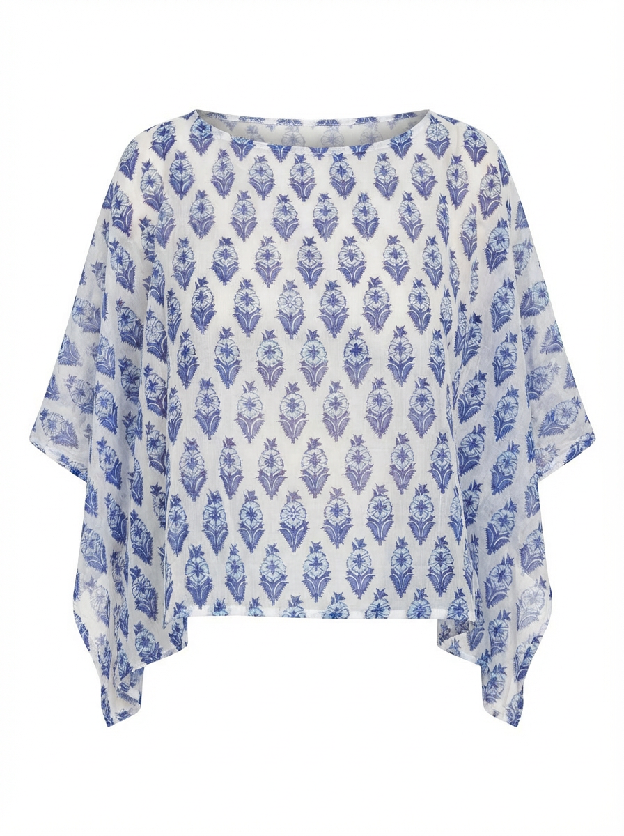 Poncho Papillon bleu riviera