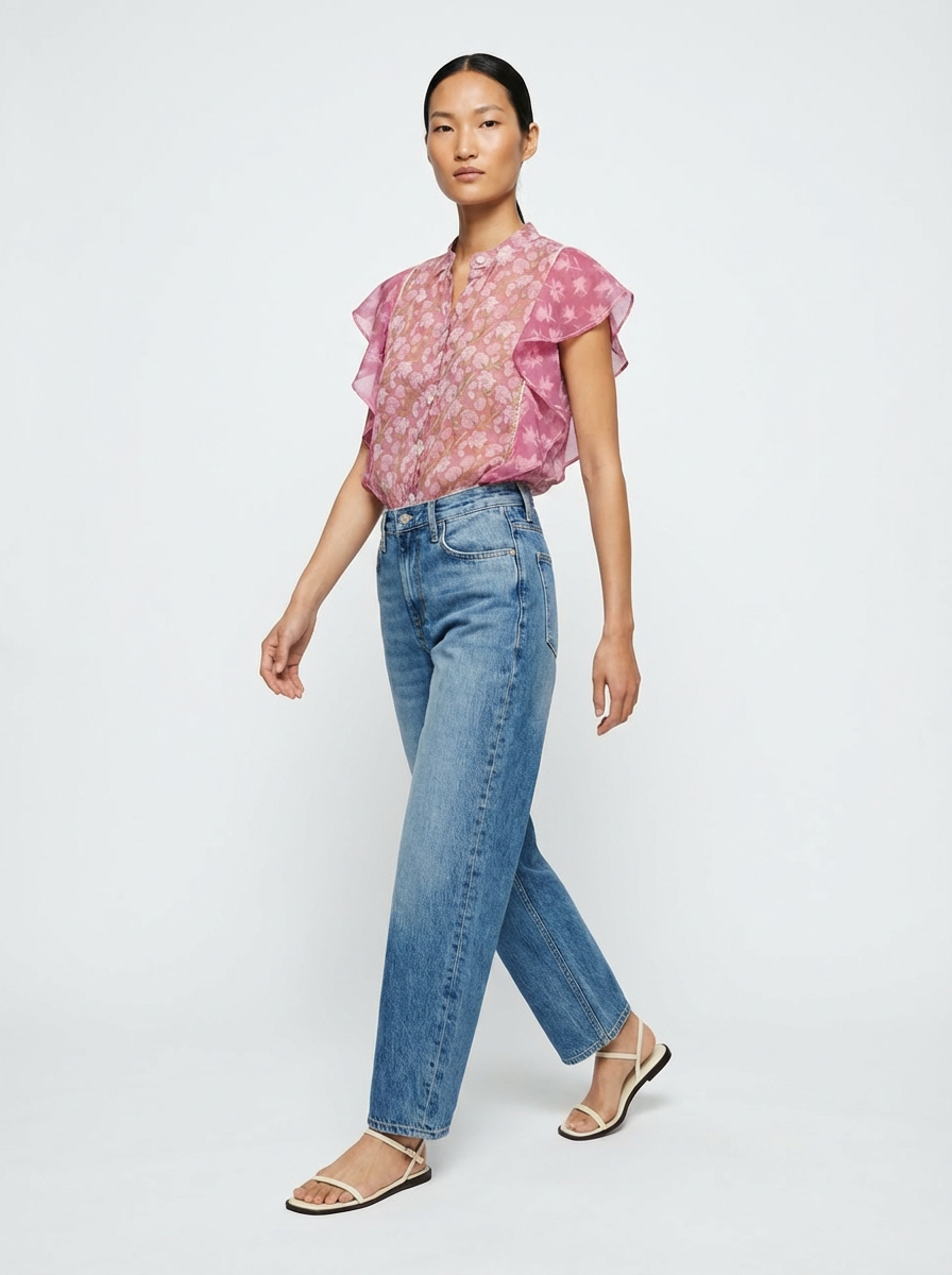Blouse Butterfly rose bouquet