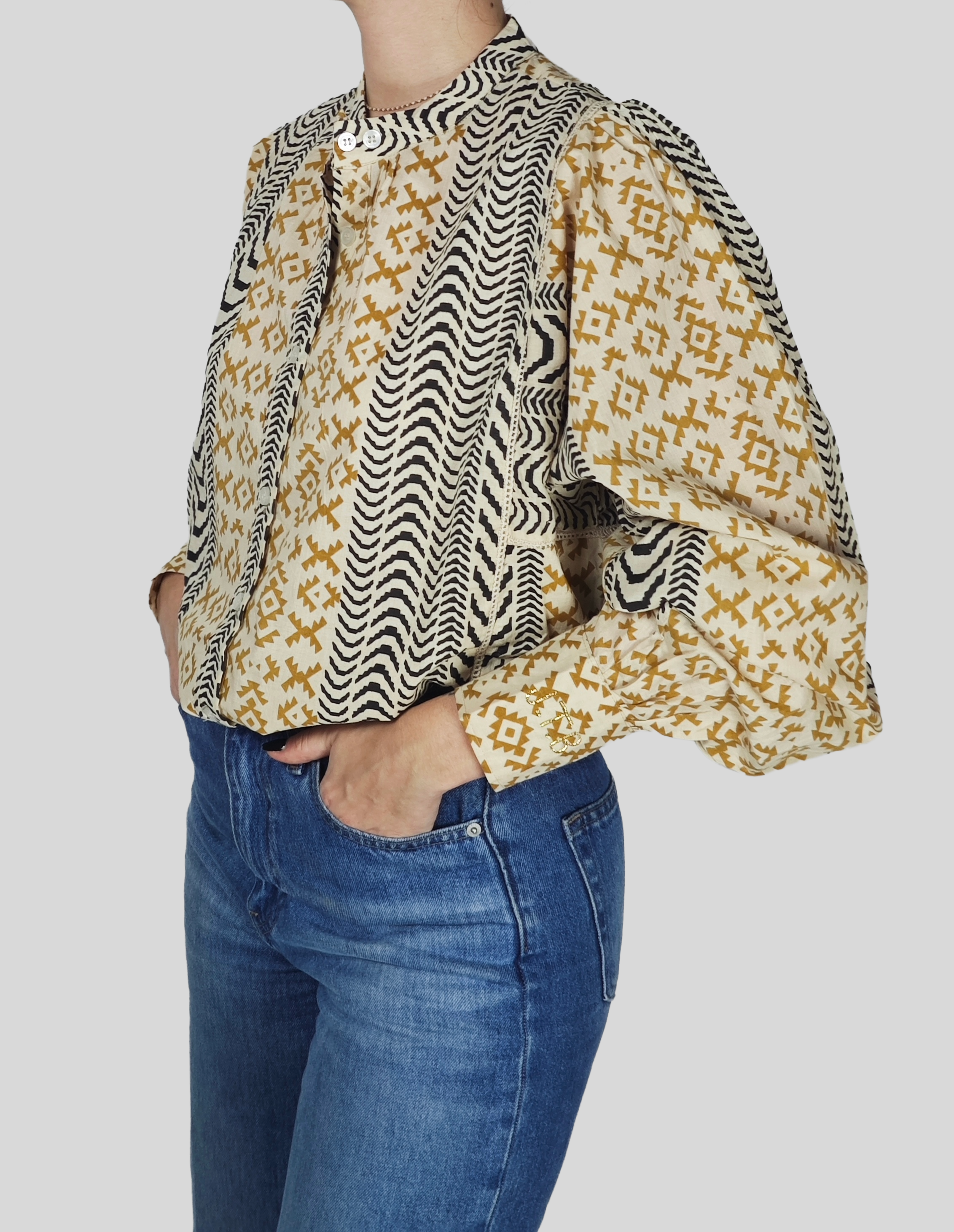 Blouse Iconique flèches noir moutarde