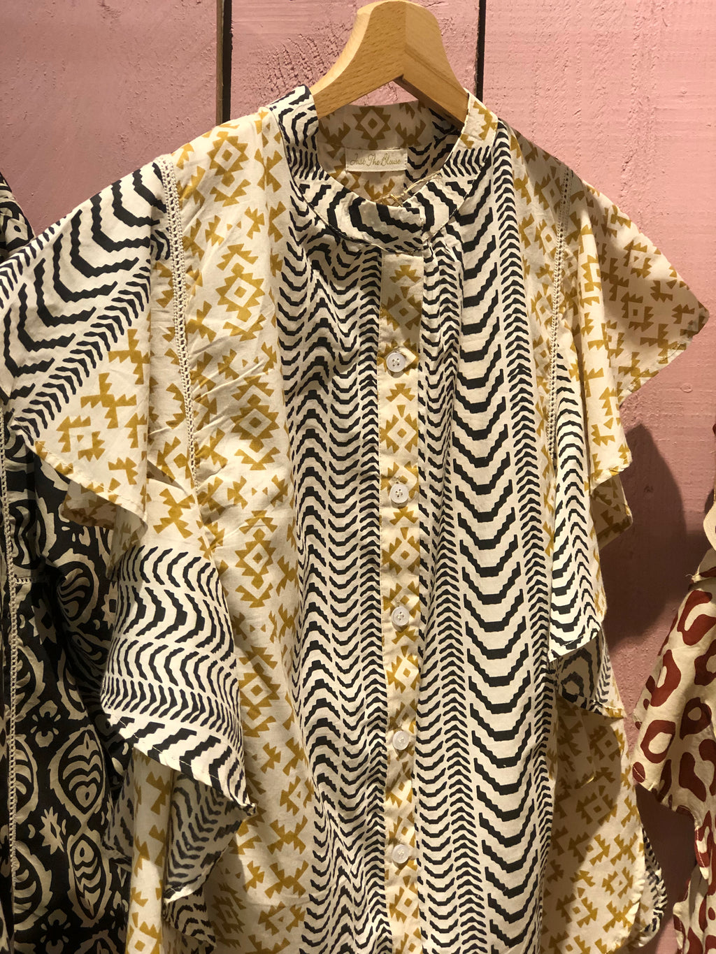 Blouse Butterfly blanche écru noire