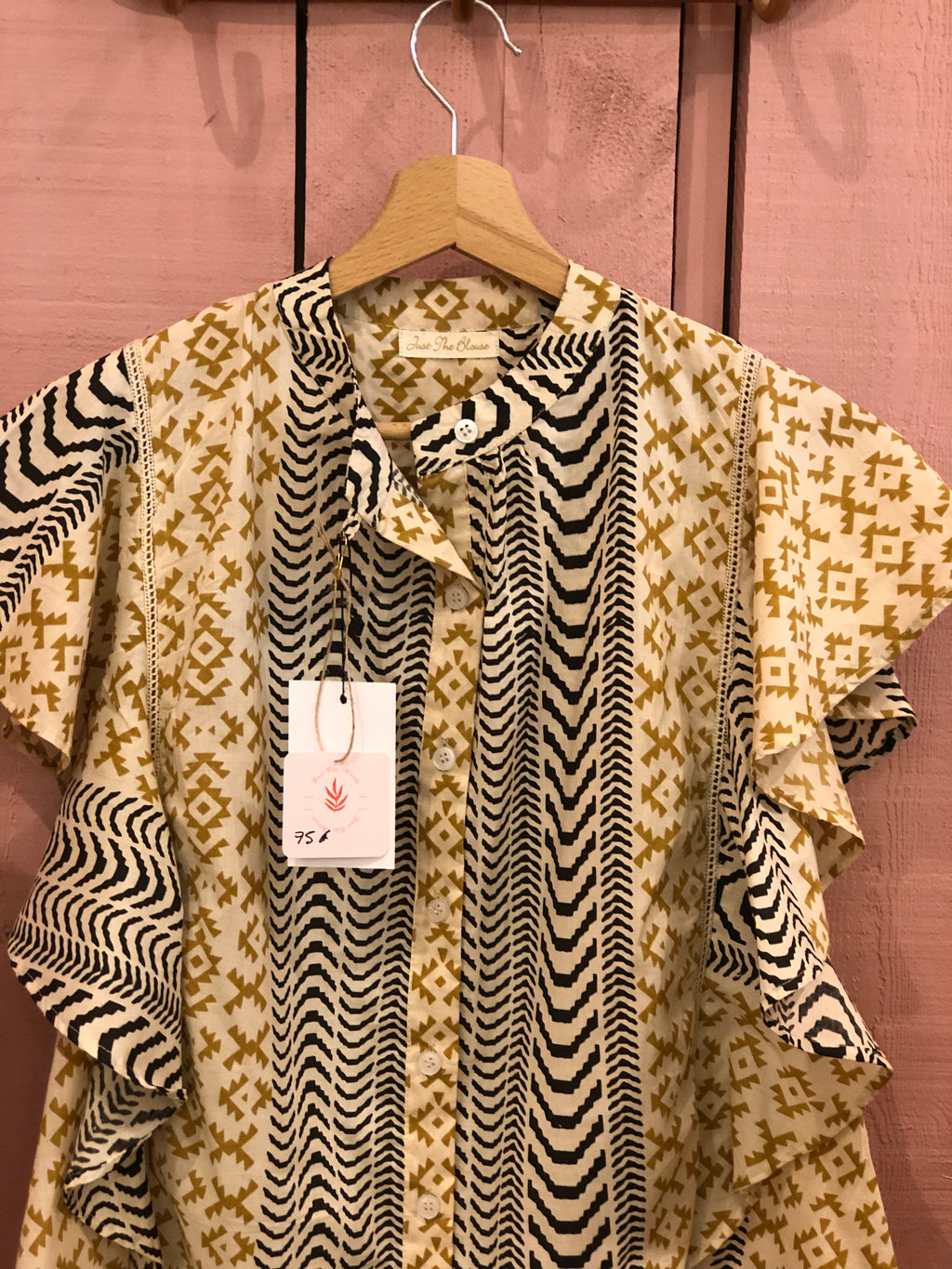 Blouse Butterfly blanche écru noire