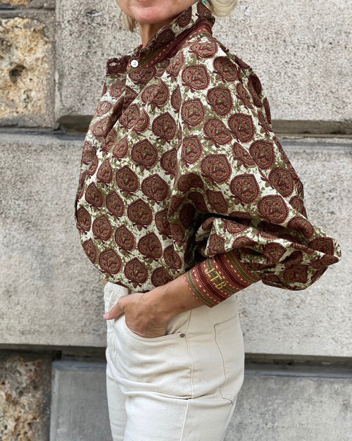 Blouse Bubble imprimé bicolore automne