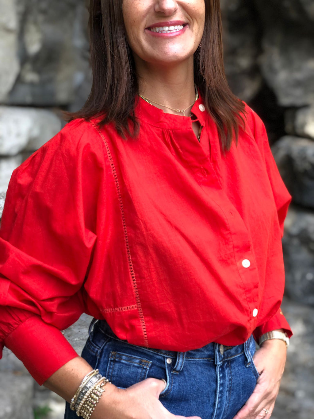 Blouse Iconique unie rouge