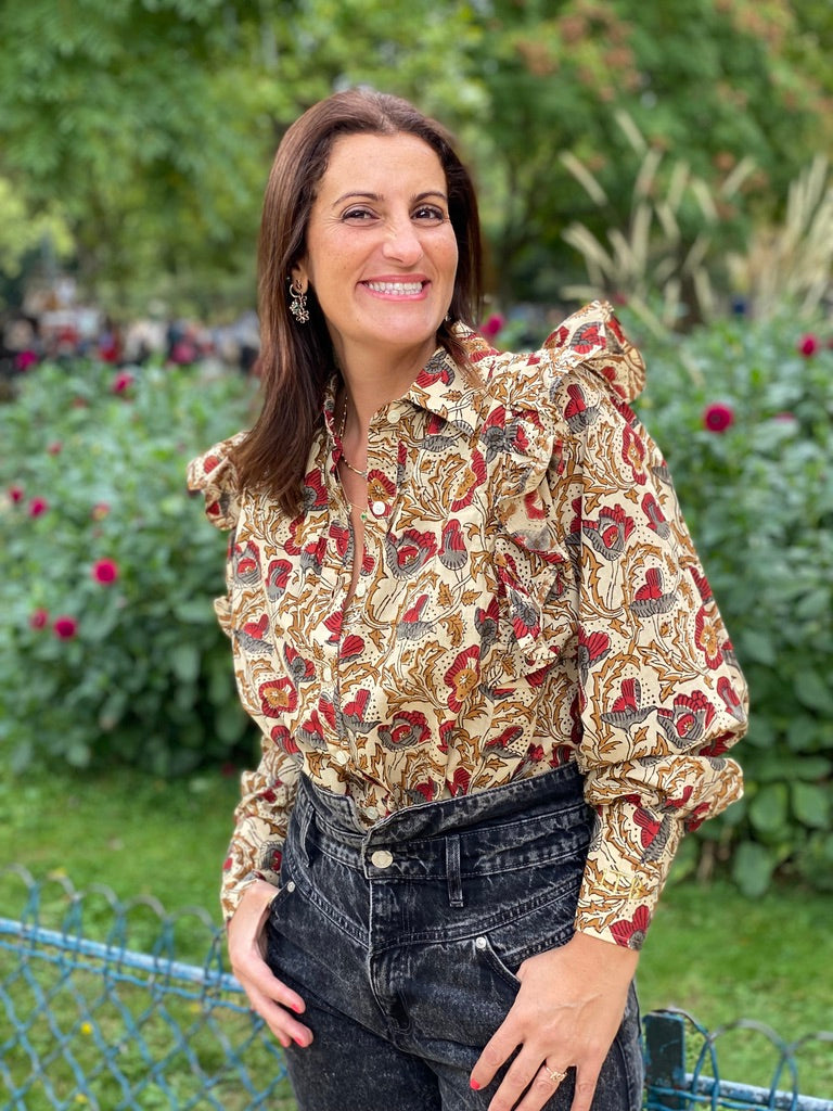 Blouse Goldo imprimé gris et bordeaux