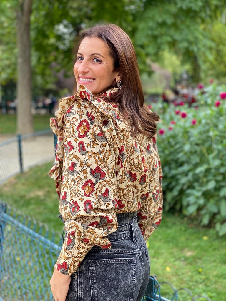 Blouse Goldo imprimé gris et bordeaux