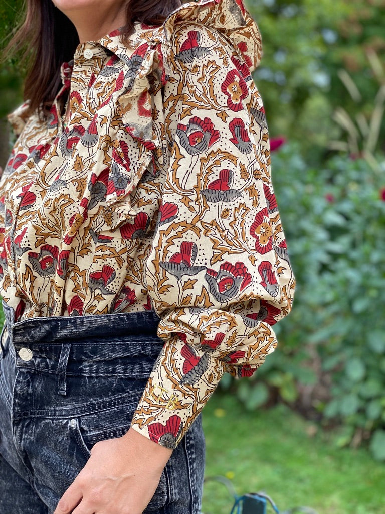 Blouse Goldo imprimé gris et bordeaux