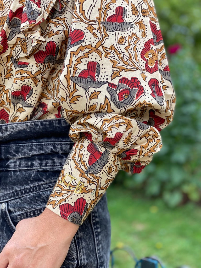 Blouse Goldo imprimé gris et bordeaux