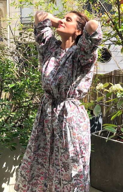 Robe iconique gris et rose