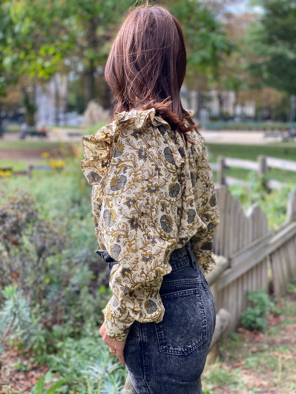 Blouse Goldo imprimé gris et camel