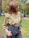 Blouse Goldo imprimé gris et camel
