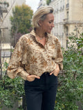 Blouse Bubble imprimé écru et camel