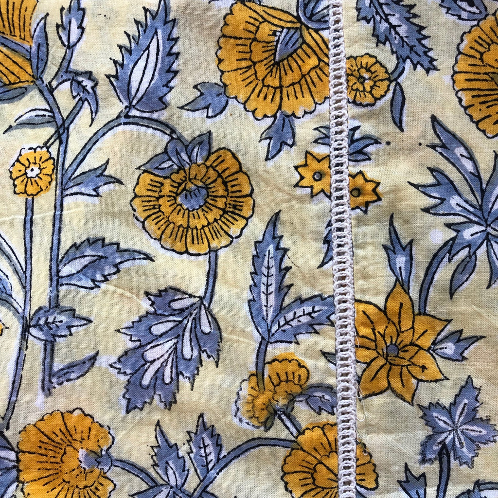 Blouse Iconique ramage jaune et bleu