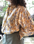 Blouse Iconique ramage jaune et bleu