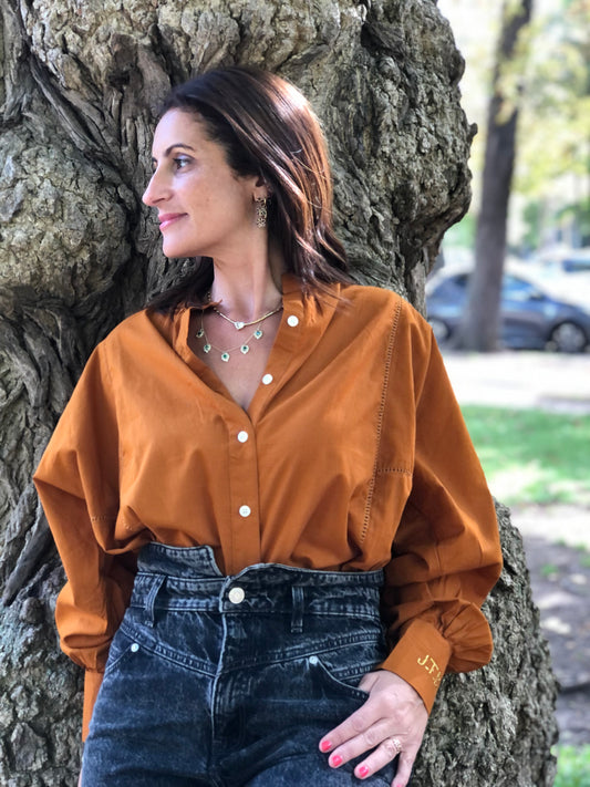 AH2022/53-Blouse Iconique unie Café