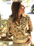 Blouse Bubble imprimé camel et corail